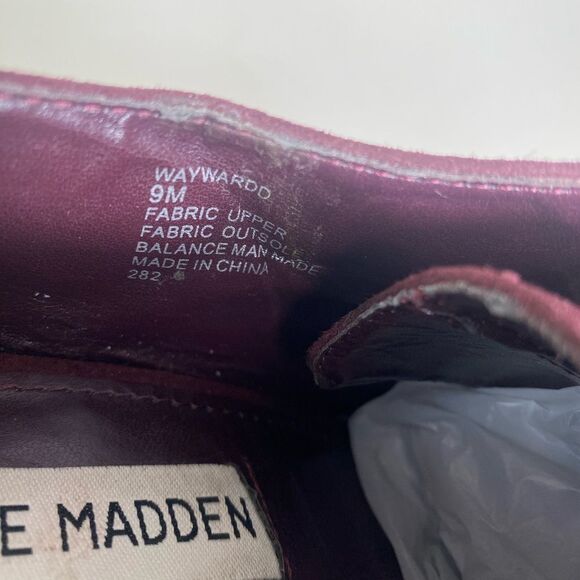 Steve Madden Burgundy Platform retro Wedge Shoes sz 9M faux suede - Picture 8 of 8